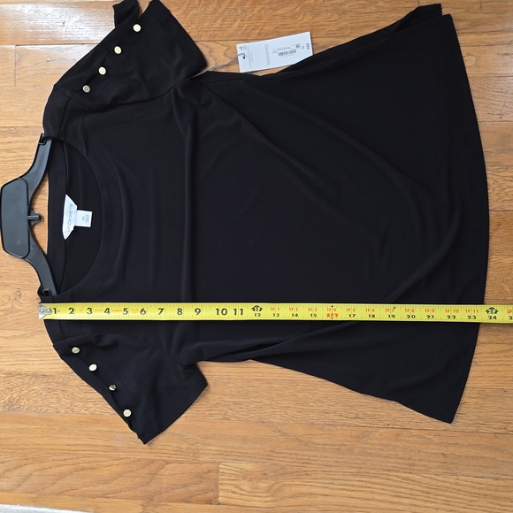 LIZ CLAIBORNE BRAND WOMEN'S BLACK SHORT SLEEVE TOP SIZE XS - Picture 12 of 16
